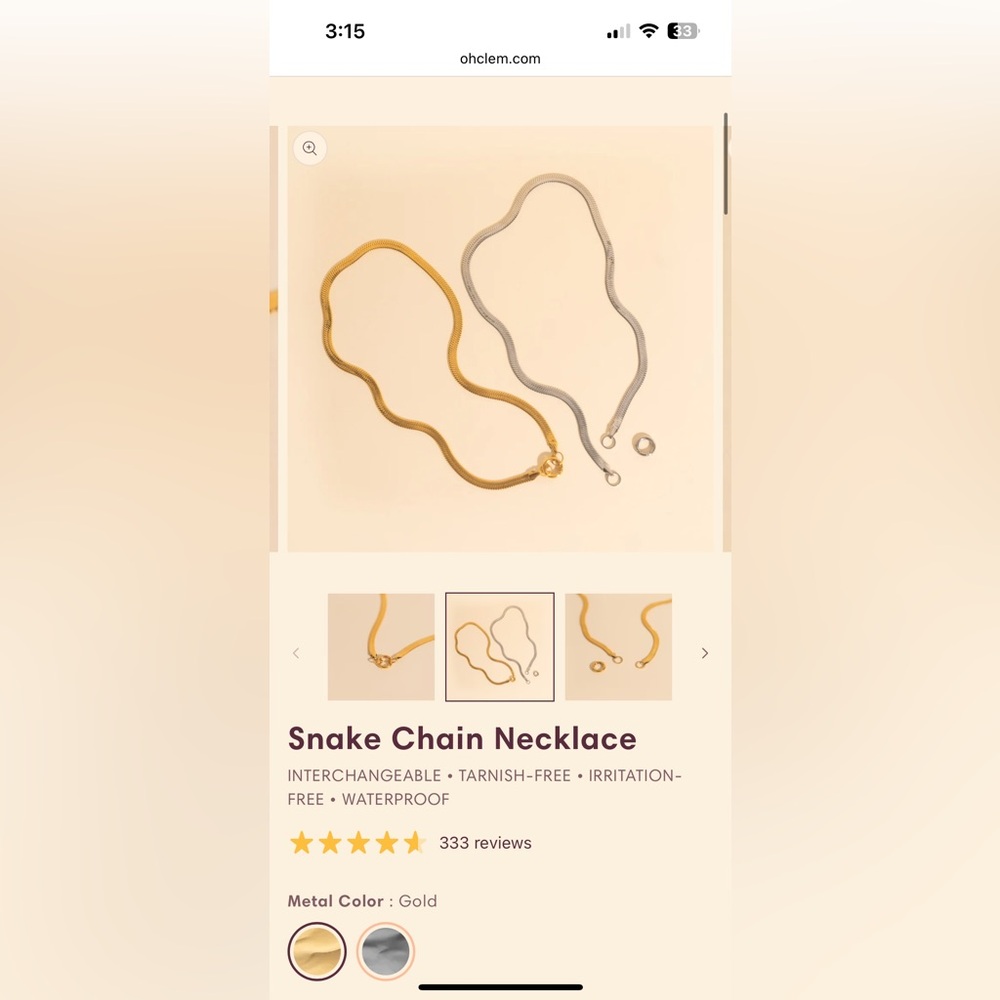 Oh Clementine Snake Chain 17”